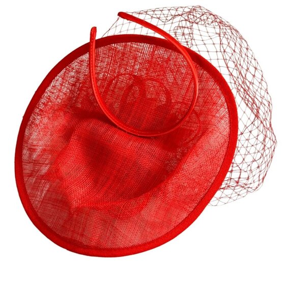 Wedding Fascinator Hat, Red, Bridal Hat, Elegant wedding party hat - Picture 2 of 10